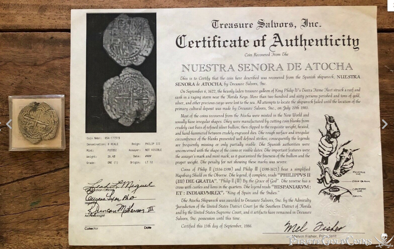 Bolivia 8 Reales No Date "Atocha Shipwreck - Treasure Salvors COA" Grade 1 2