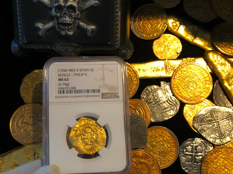 Spain 2 Escudos 1556-98 "Mint State" NGC 63 5