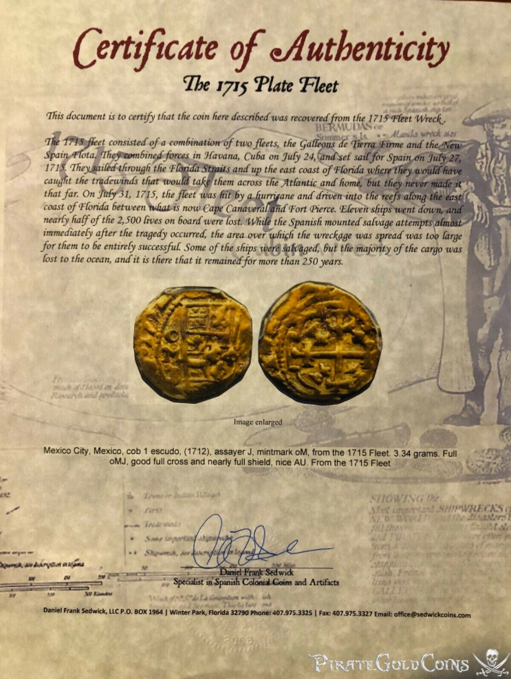 Mexico 1 Escudo 1712 "Dated! from the 1715 Fleet Shipwreck" NGC 53 7