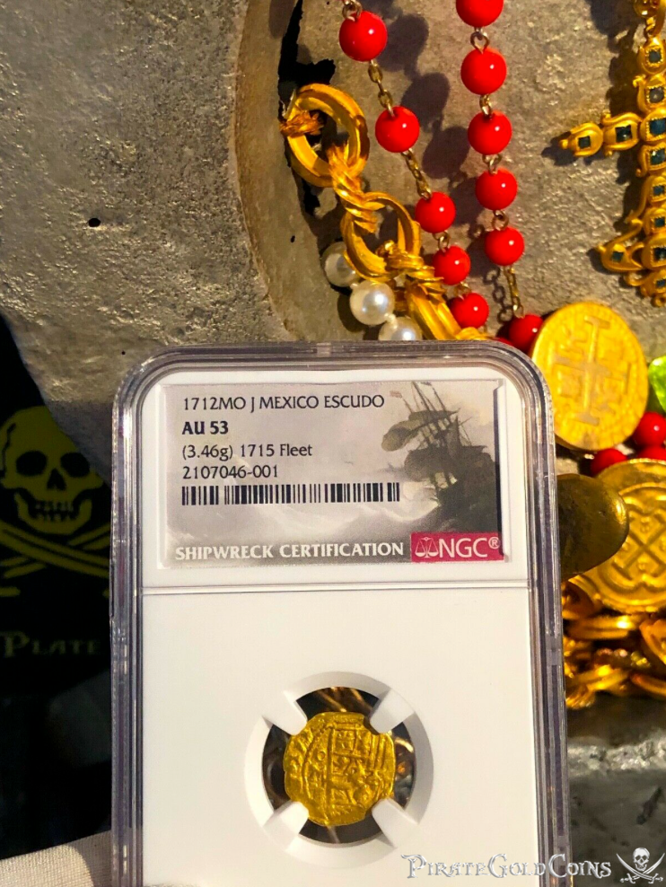 Mexico 1 Escudo 1712 "Dated! from the 1715 Fleet Shipwreck" NGC 53 4