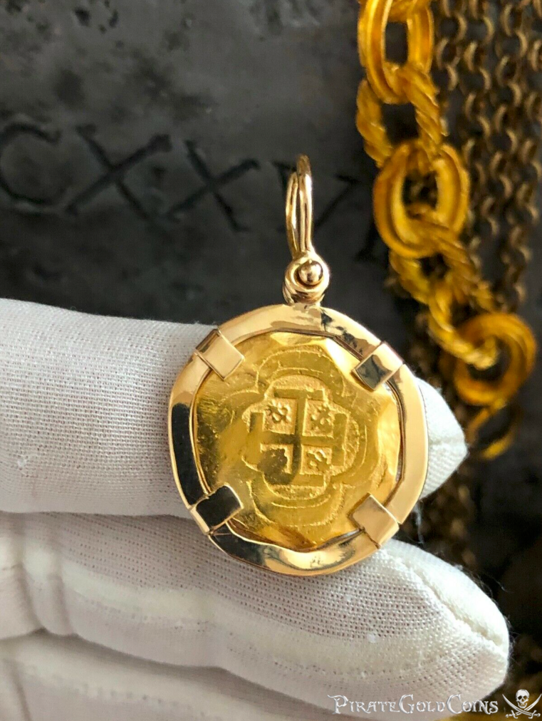 Mexico 2 Escudos 1714 "from 1715 Plate Fleet Shipwreck" 14kt Gold Bezel 3