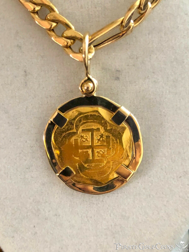 Mexico 2 Escudos 1714 "from 1715 Plate Fleet Shipwreck" 14kt Gold Bezel 2