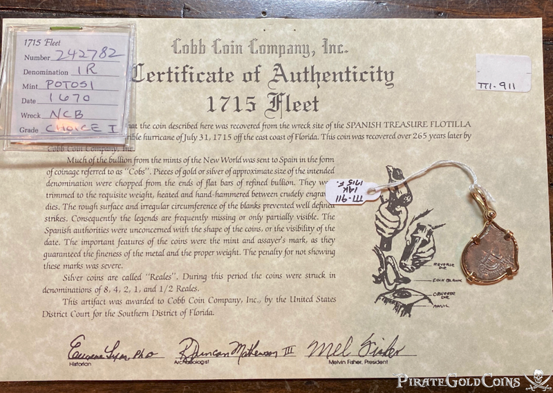 Bolivia 1 Real 1670 "Mel Fisher COA 1715 Fleet Shipwreck" Pendant 5