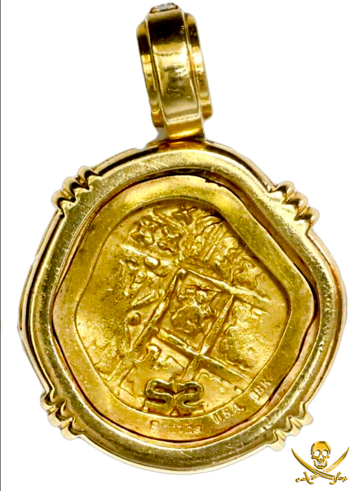 Colombia 2 Escudos 1706 "Partial Date- from 1715 Fleet Shipwreck" Diamond Bezel 2