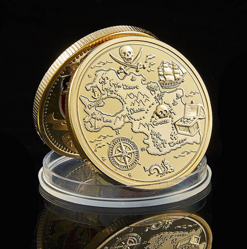 Pirate Gold Coins - Commemorative Piece with Treasure Map! 4