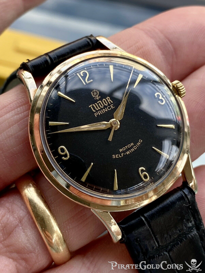 Tudor (Rolex Made) Oyster Prince Men's Solid 9k Gold Smiley