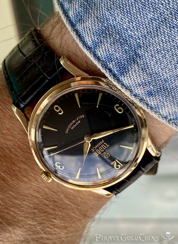 Tudor (Rolex Made) Oyster Prince Men's Solid 9k Gold Smiley 4