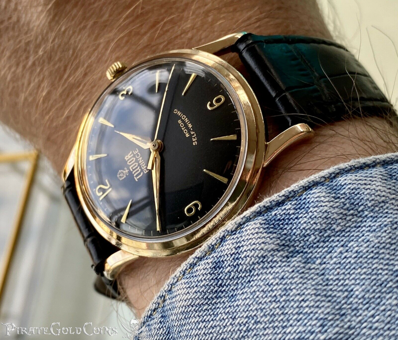 Tudor (Rolex Made) Oyster Prince Men's Solid 9k Gold Smiley 5