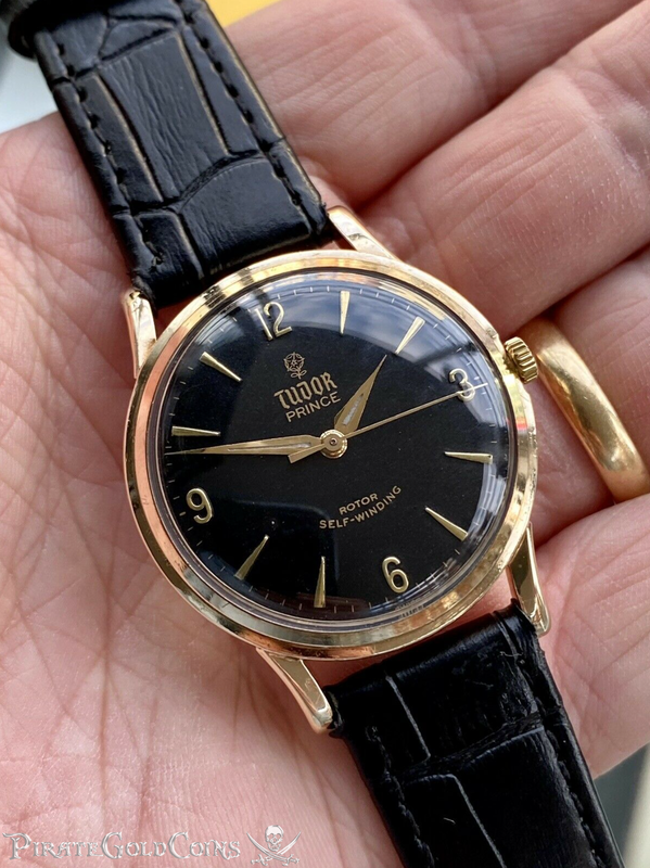 Tudor (Rolex Made) Oyster Prince Men's Solid 9k Gold Smiley 9