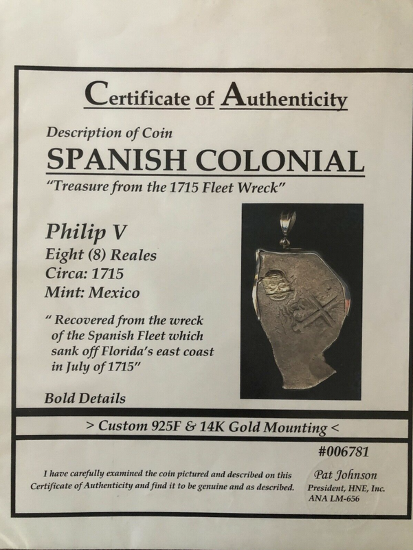 Mexico 8 Reales No Date from the "1715 Fleet Shipwreck" Pendant 3