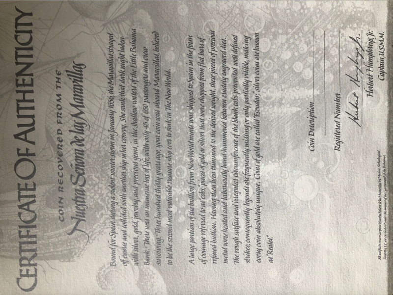 Mexico 8 Reales 1655 "Maravillas Shipwreck" Full Date with COA 3