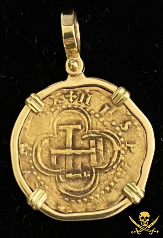 Spain 1 Escudos 1556-98 "Excellent Toning and Strike" in 18kt Bezel 2