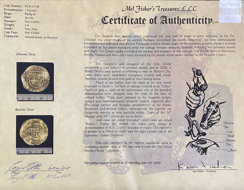 Spain 1 Escudos 1556-98 "Excellent Toning and Strike" in 18kt Bezel 4