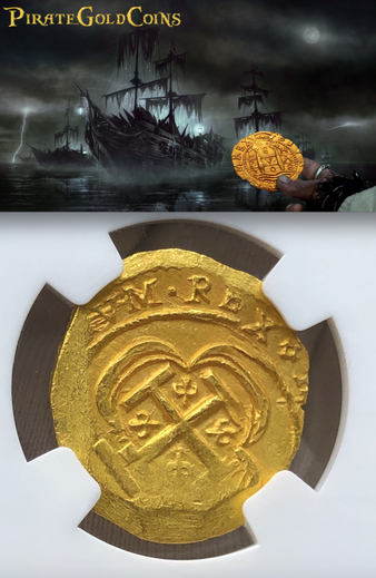 Mexico 2 Escudos 1714 "Partially Dated" from the Fleet Shipwreck NGC 64