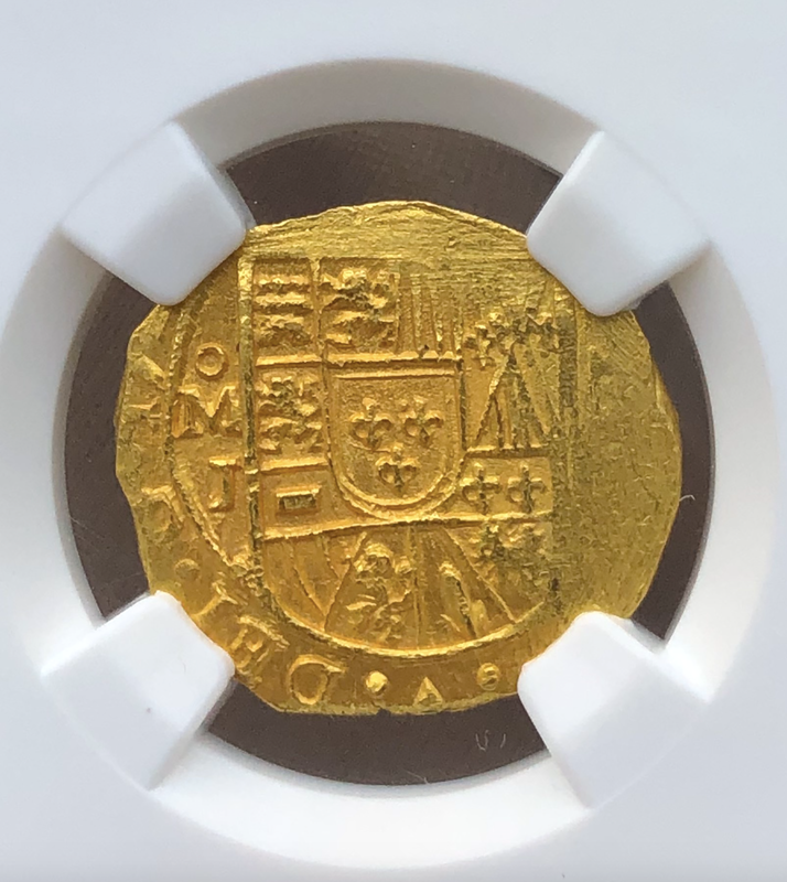 Mexico 2 Escudos 1714 "Partially Dated" from the Fleet Shipwreck NGC 64 3