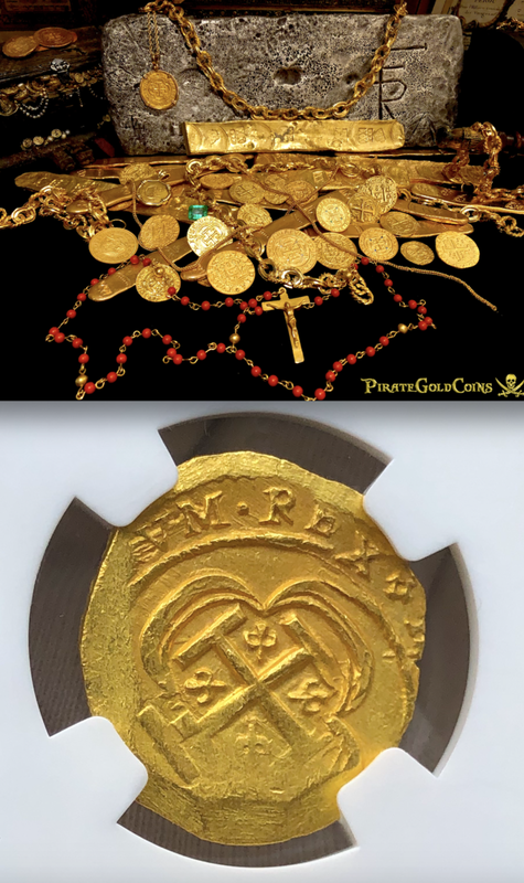 Mexico 2 Escudos 1714 "Partially Dated" from the Fleet Shipwreck NGC 64 4