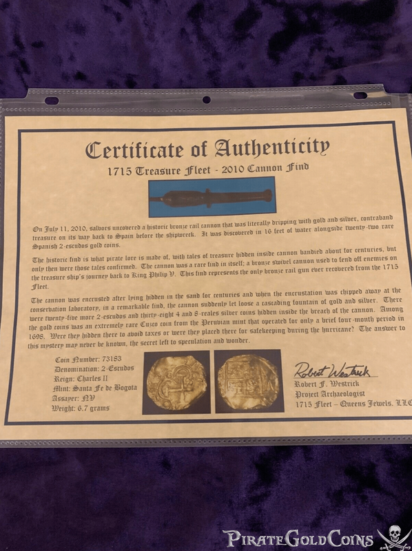 Colombia 2 Escudos 1667-93 "1715 Fleet Shipwreck" Cannon Find (2010!) 5