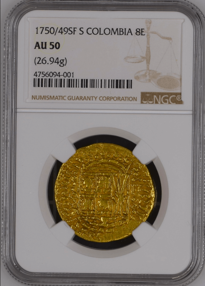 Colombia 8 Escudos 1750 "Dated" NGC 50 5