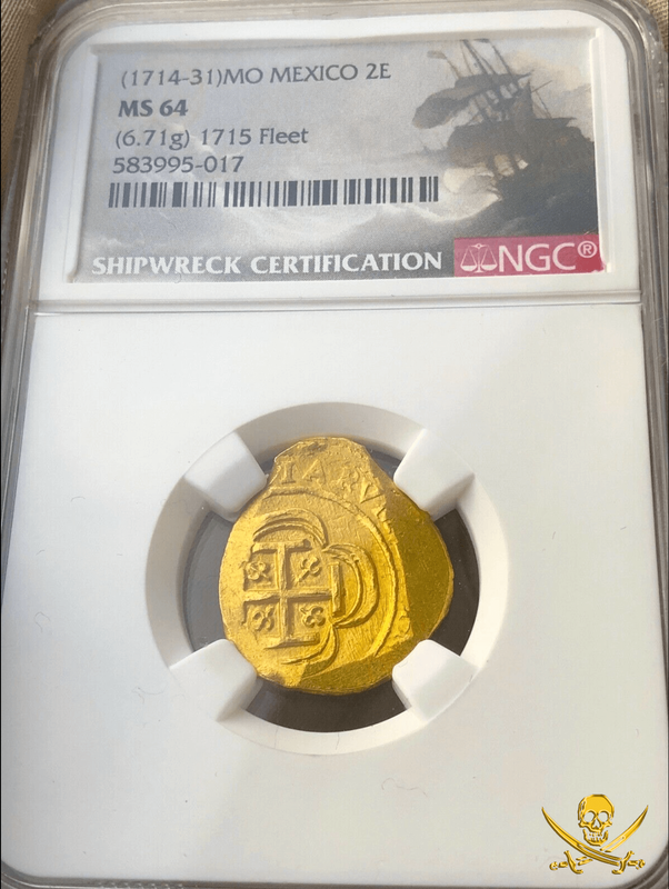Mexico 2 Escudos 1714-31 "1715 Fleet Shipwreck" NGC 64