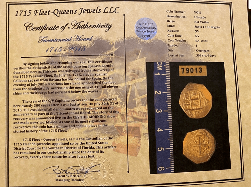 Colombia 2 Escudos 1701-15 "From 1715 Fleet Shipwreck" NGC 65 6