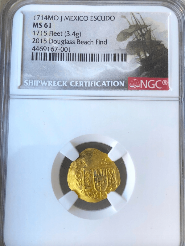 Mexico 1 Escudo 1714 "Fleet Shipwreck - Douglas Beach Find" NGC 61 5