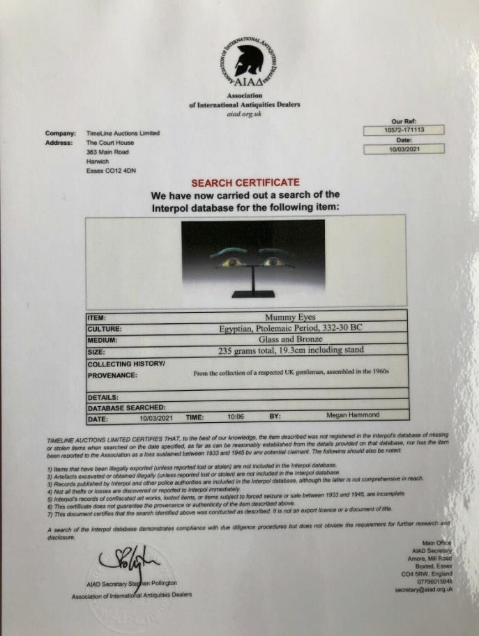 Authentic Egyptian Mummy Eyes from 332-30BC Ancient Artifact! 4