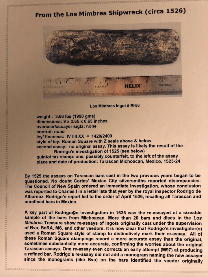 Tumbaga Silver Bar Tarascan 1526 Shipwreck 3.66 lbs 6