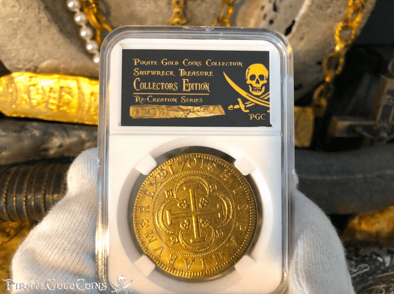 Spain 8 Escudos 1701 "Recreation Series" Gold Plated 3