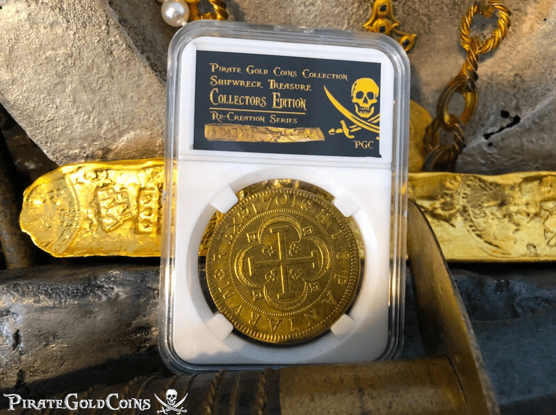 Spain 8 Escudos 1701 "Recreation Series" Gold Plated 8
