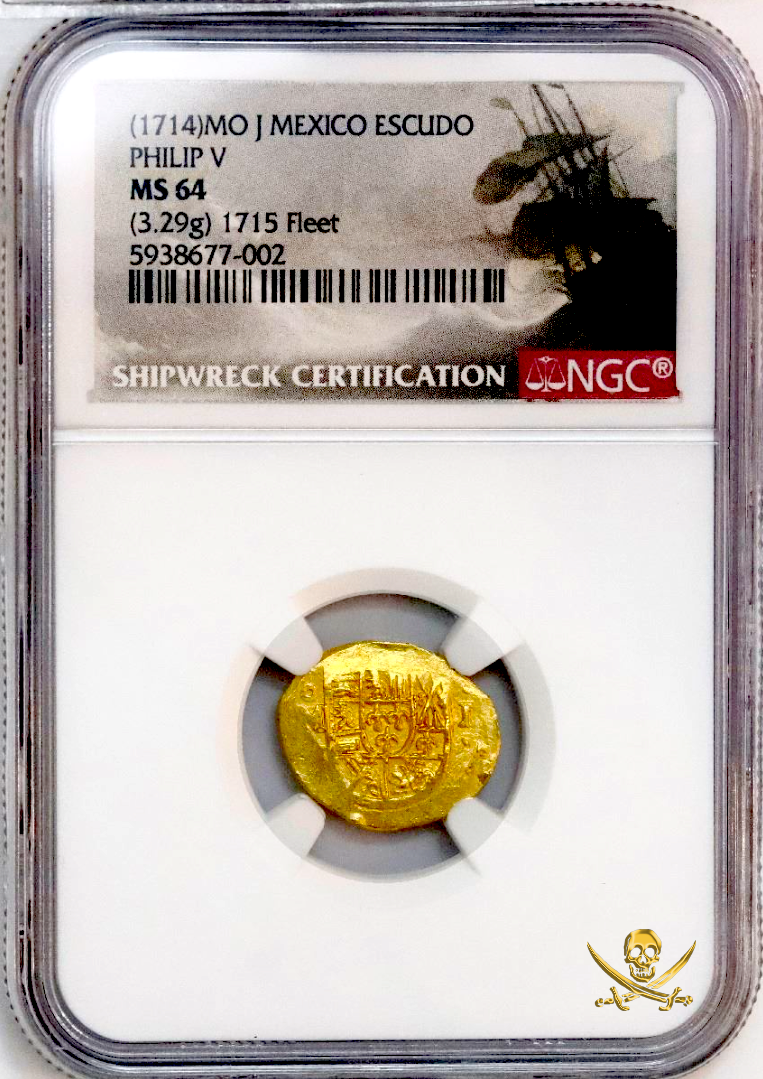 Mexico 1 Escudo 1714 "300th Anniversary Find! From 1715 Fleet Shipwreck" NGC 64