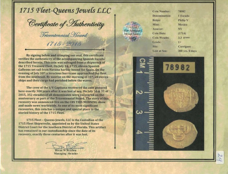 Mexico 1 Escudo 1714 "300th Anniversary Find! From 1715 Fleet Shipwreck" NGC 64 4