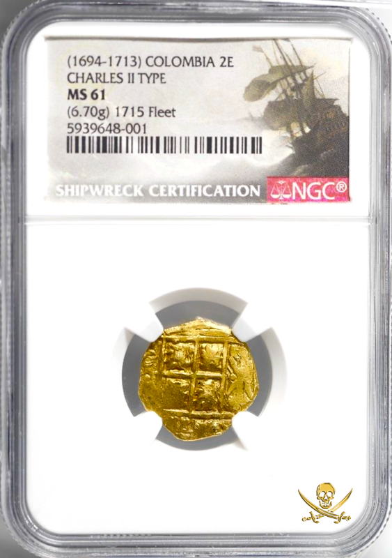 Colombia 2 Escudos 1694-1713 "from 1715 Fleet Shipwreck" NGC 61 2