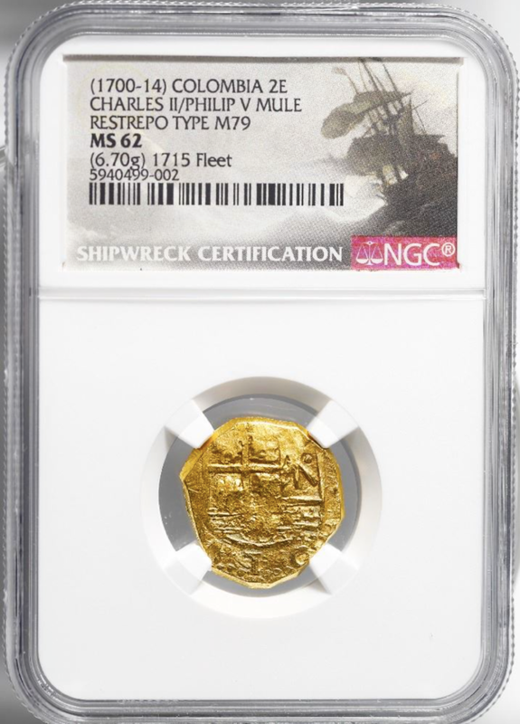Colombia 2 Escudos 1700-1714 "1715 Fleet Shipwreck" NGC 62 2