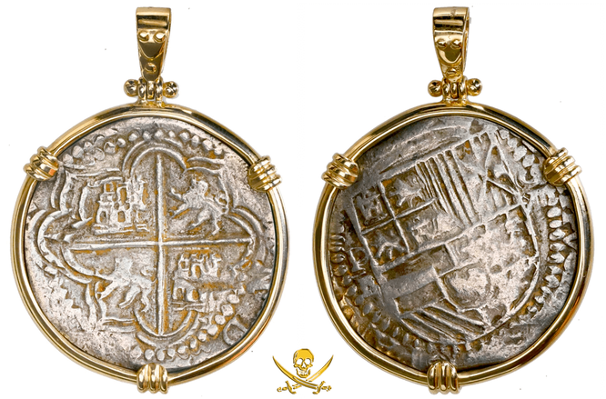 Bolivia 8 Reales "Panama Hoard 1629" 14kt Bezel