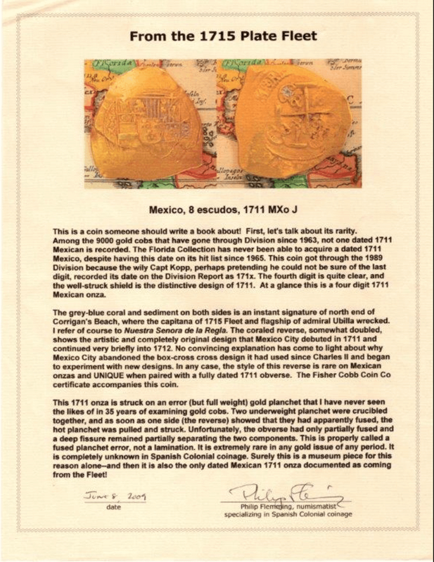 Mexico 8 Escudos 1711 "from 1715 Fleet Shipwreck" NGC 55 3