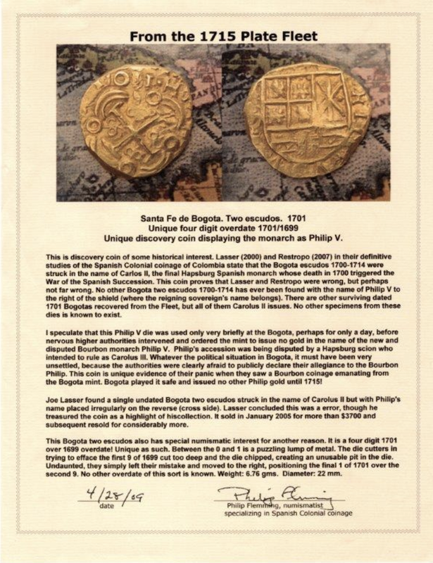 Unique! Colombia 2 Escudos 1701/1699 "From 1715 Fleet Shipwreck!" NGC 62 3