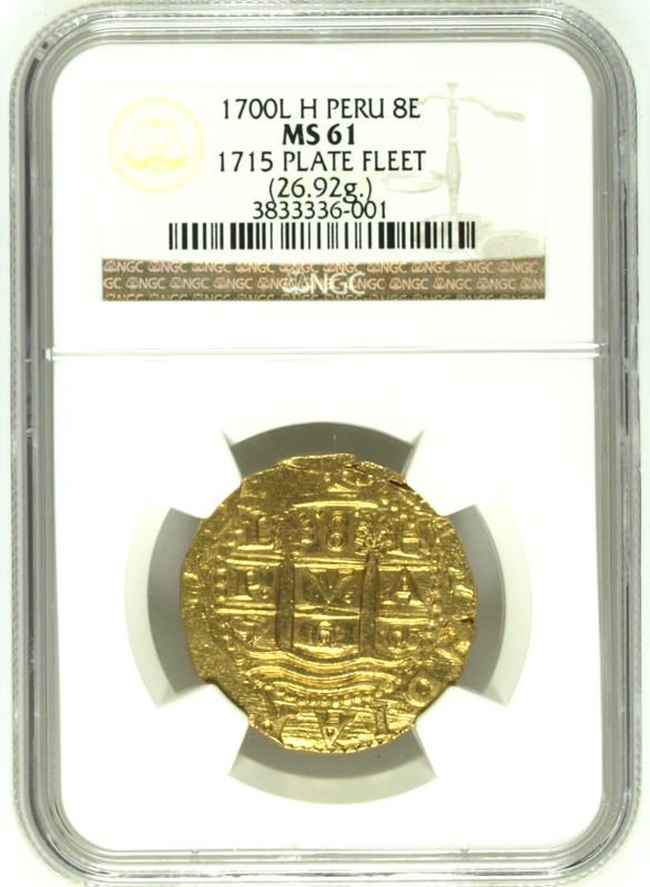 Peru 8 Escudos 1700 "1715 Fleet" NGC 61 Finest Known 2