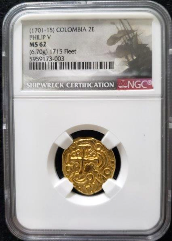Unique! Colombia 2 Escudos 1701/1699 "From 1715 Fleet Shipwreck!" NGC 62 6