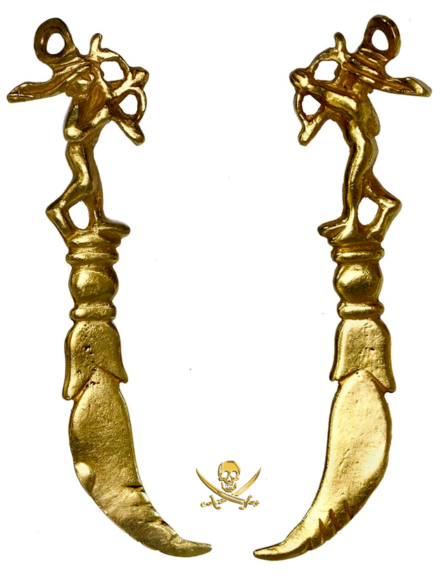 Ornate Gold Toothpick with Mercury "1715 Fleet Shipwreck"