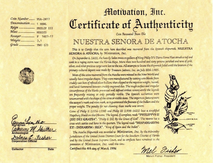 Mexico 1 Real 1607-17 "Atocha 1622 Shipwreck" Chain Link Pendant 4