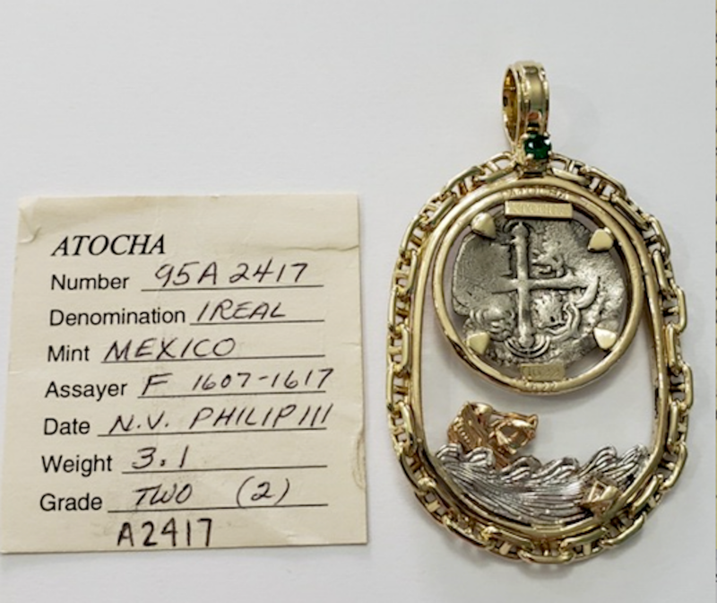 Mexico 1 Real 1607-17 "Atocha 1622 Shipwreck" Chain Link Pendant 5