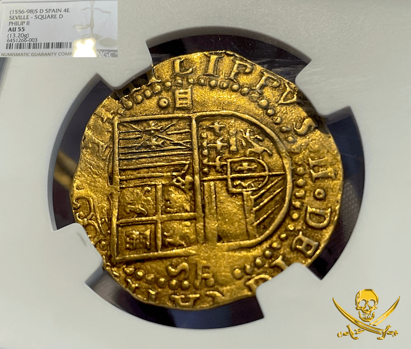 Spain 4 Escudos 1556-98 "Trophy Piece" NGC 55