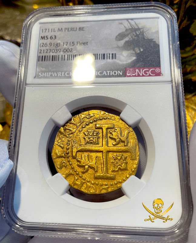 Peru 8 Escudos 1711 "1715 Fleet Shipwreck" NGC 63