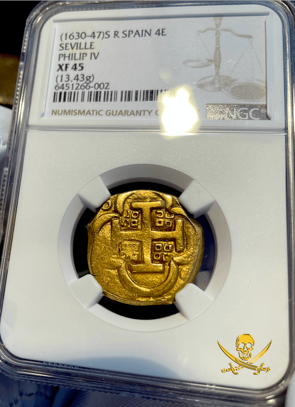 Spain 4 Escudos 1630-47 "Brute Style" NGC 45
