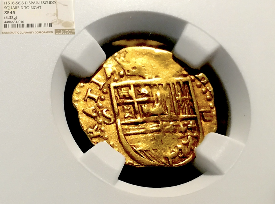 Spain 1 Escudo 1516-56 "Full Cross" NGC 45