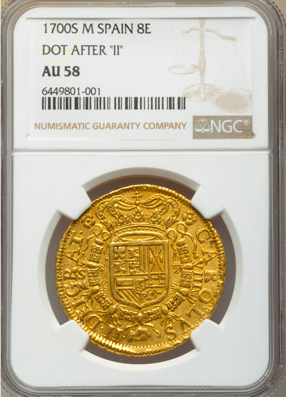 Spain 8 Escudos 1700 "Charles II" NGC 58