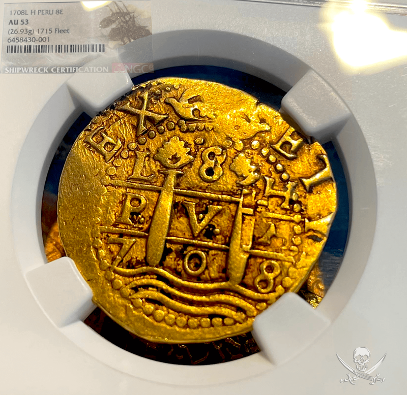 Peru 8 Escudos 1708 "1715 Fleet Shipwreck" NGC 53 20