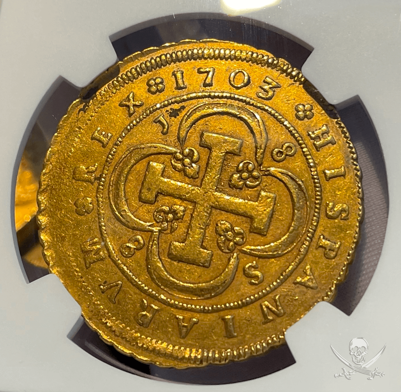 Spain 1703 8 Escudos "Full Date" NGC 55