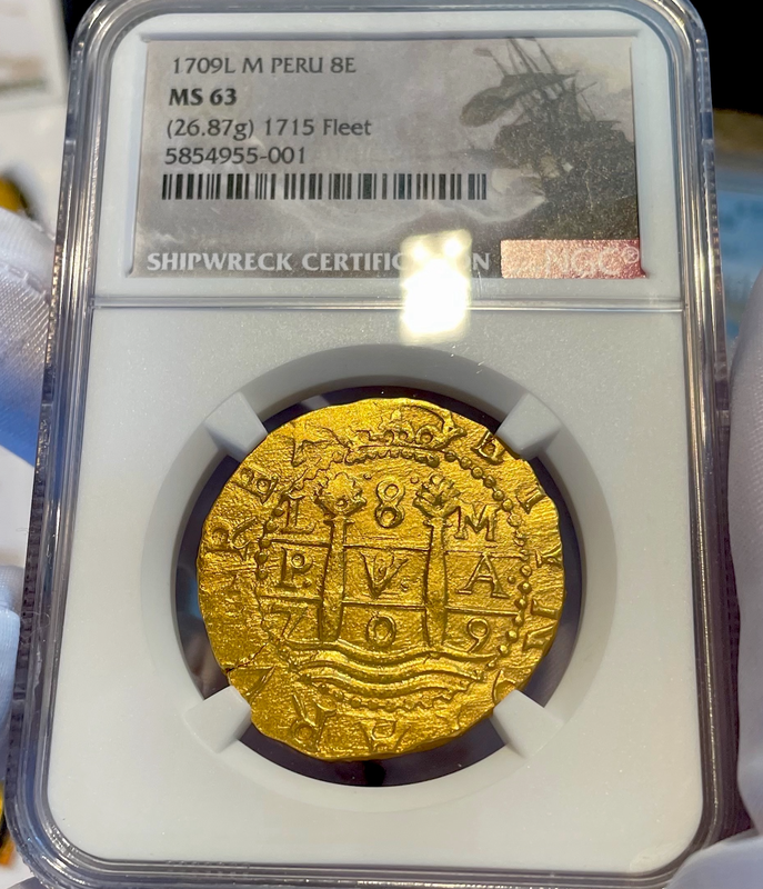 Peru 8 Escudos 1709 "Finest Known- 1715 Fleet Shipwreck" NGC 63