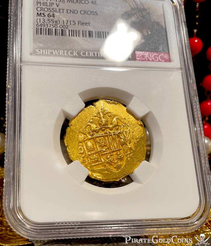 Mexico 4 Escudos 1711-13 "1715 Fleet Shipwreck" NGC 64 12
